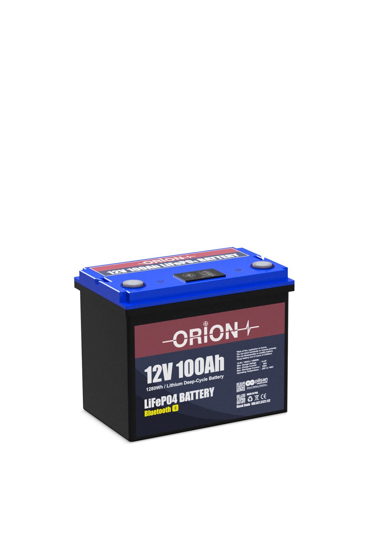 AKÜ LIFEPO4 12100B 12V 100AH BLUETOOTH EKRANLI Uyumlu