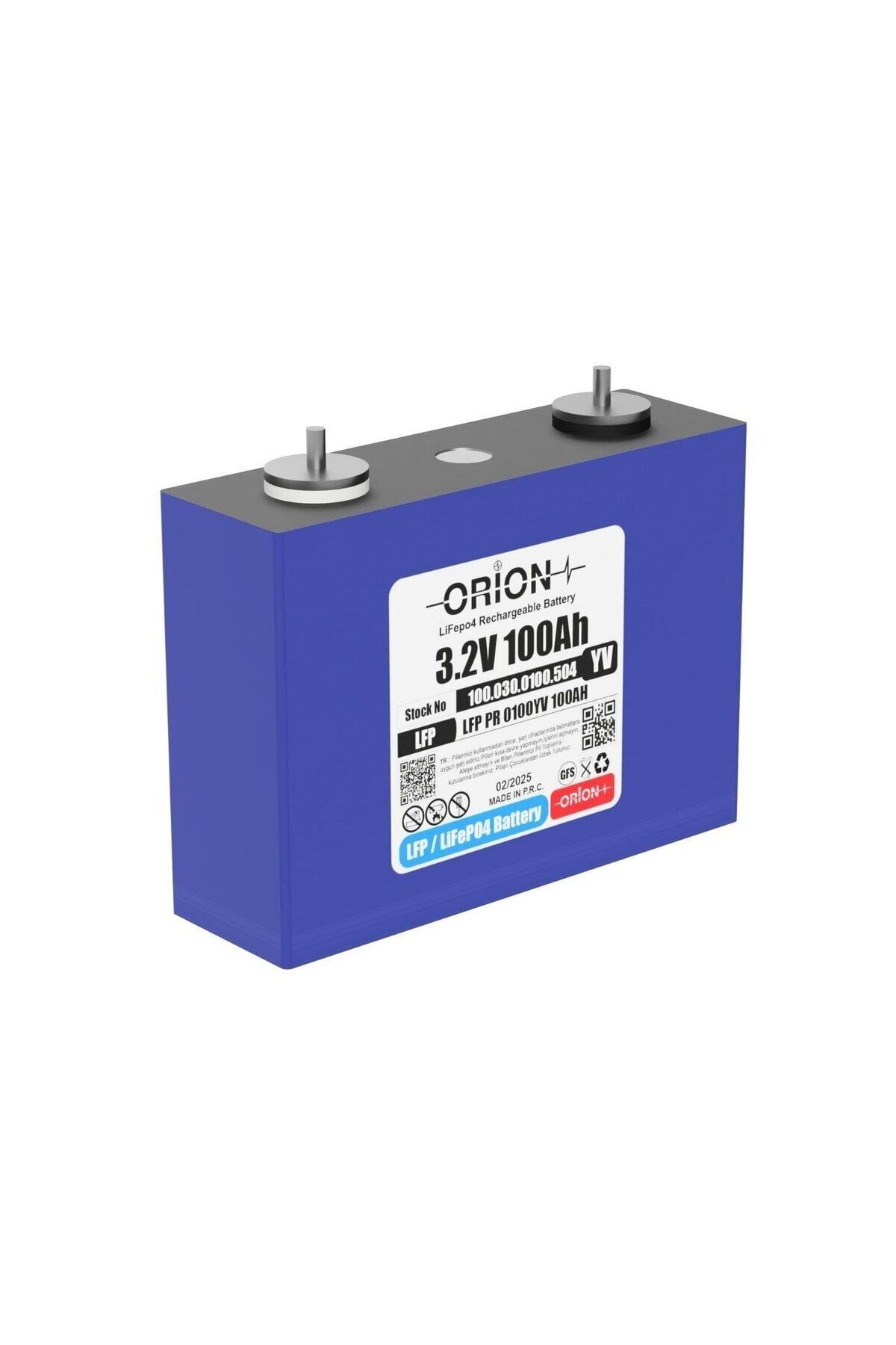 LiFePO4 3.2V 100YV 100AH Prizmatik Pil