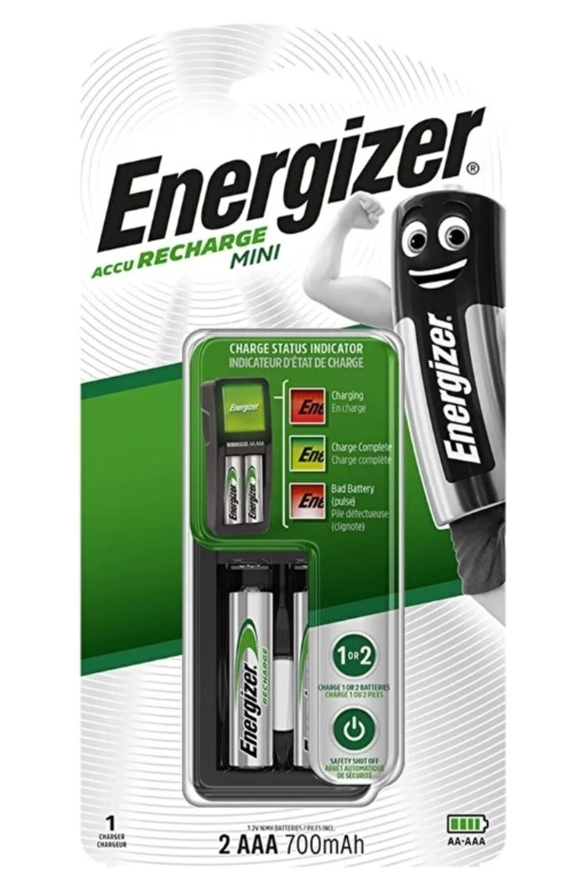 Mini Şarj Cihazı + 700 mAh AAA 2'li Şarj Edilebilir Pil