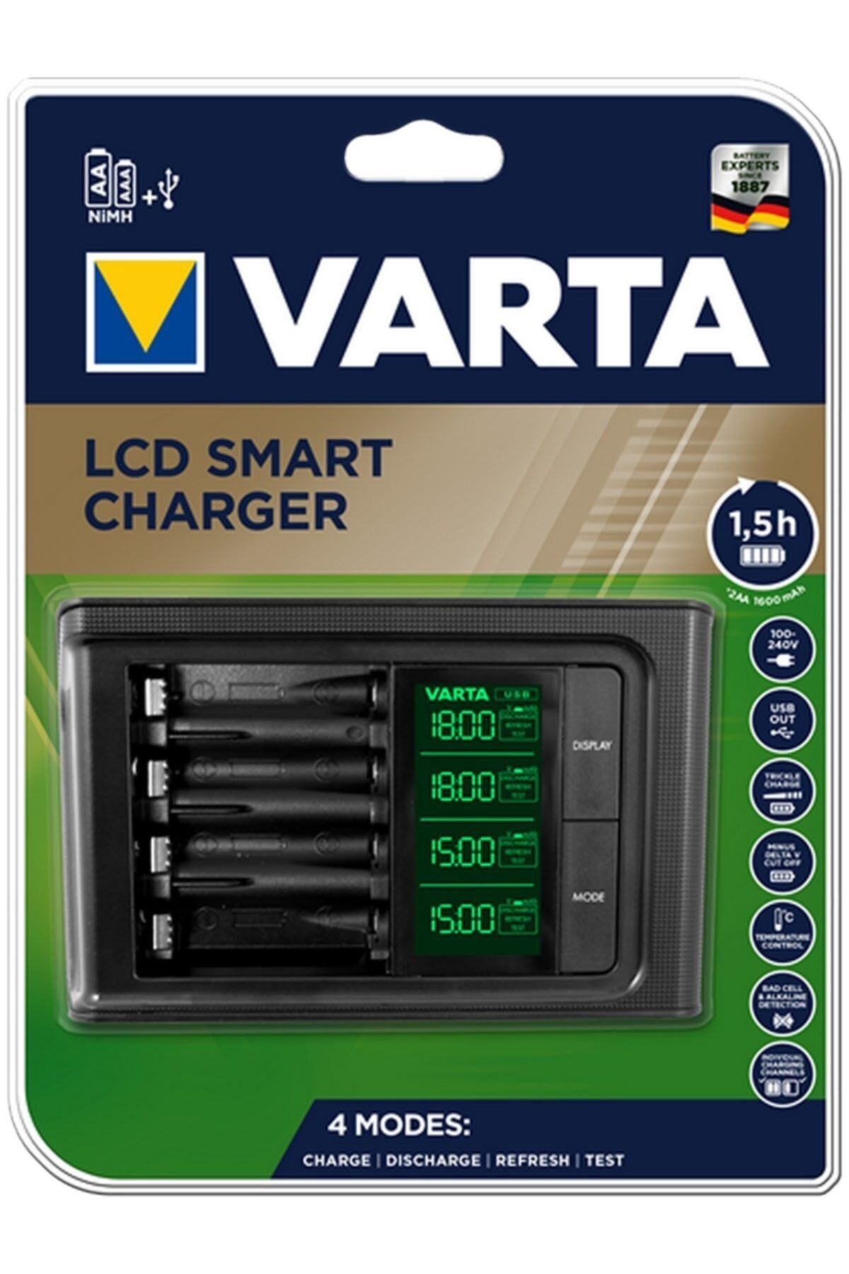 57674 Lcd Smart Şarj Cihazı + 4xaa 2100 Mah Pil
