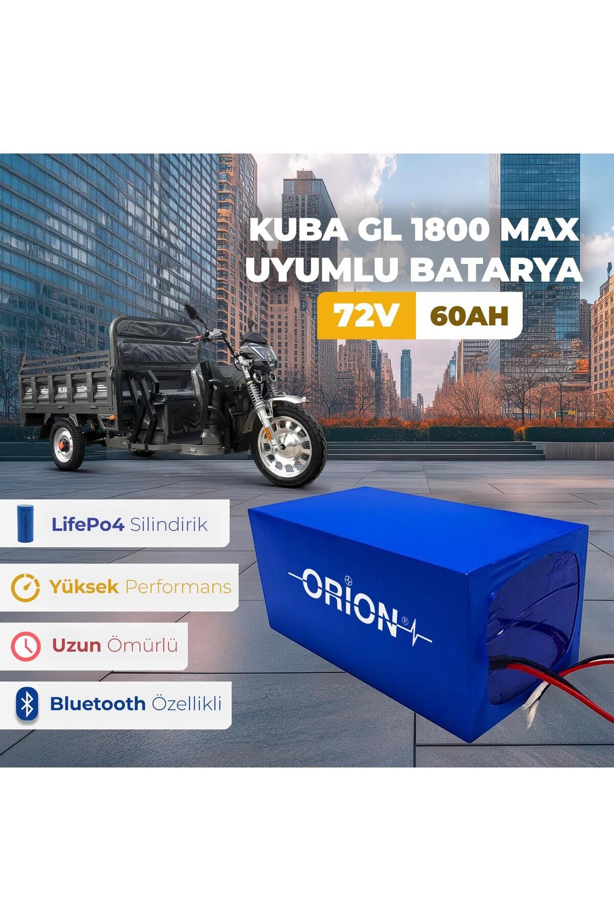 KUBA GL 1800 MAX UYUMLU LIFEPO4 72V 60AH BATARYA BLUETOOTHLU