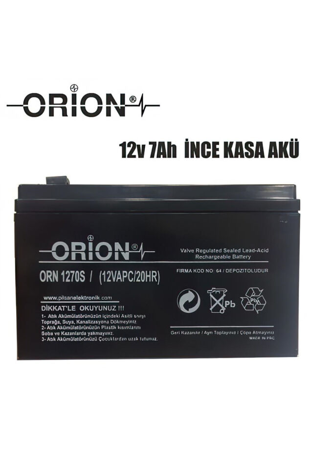 ORN1270S 12V 7.0Ah Ince Kasa Bakımsız Kuru Akü